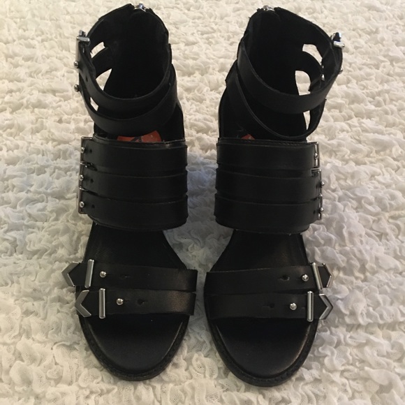 Shelly’s London Black Moto Sandals - Picture 3 of 10